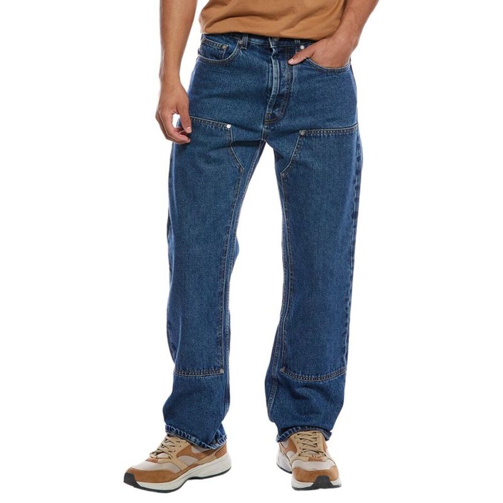 Palm Angels Mens  Straight Medium Wash Jean, Blue